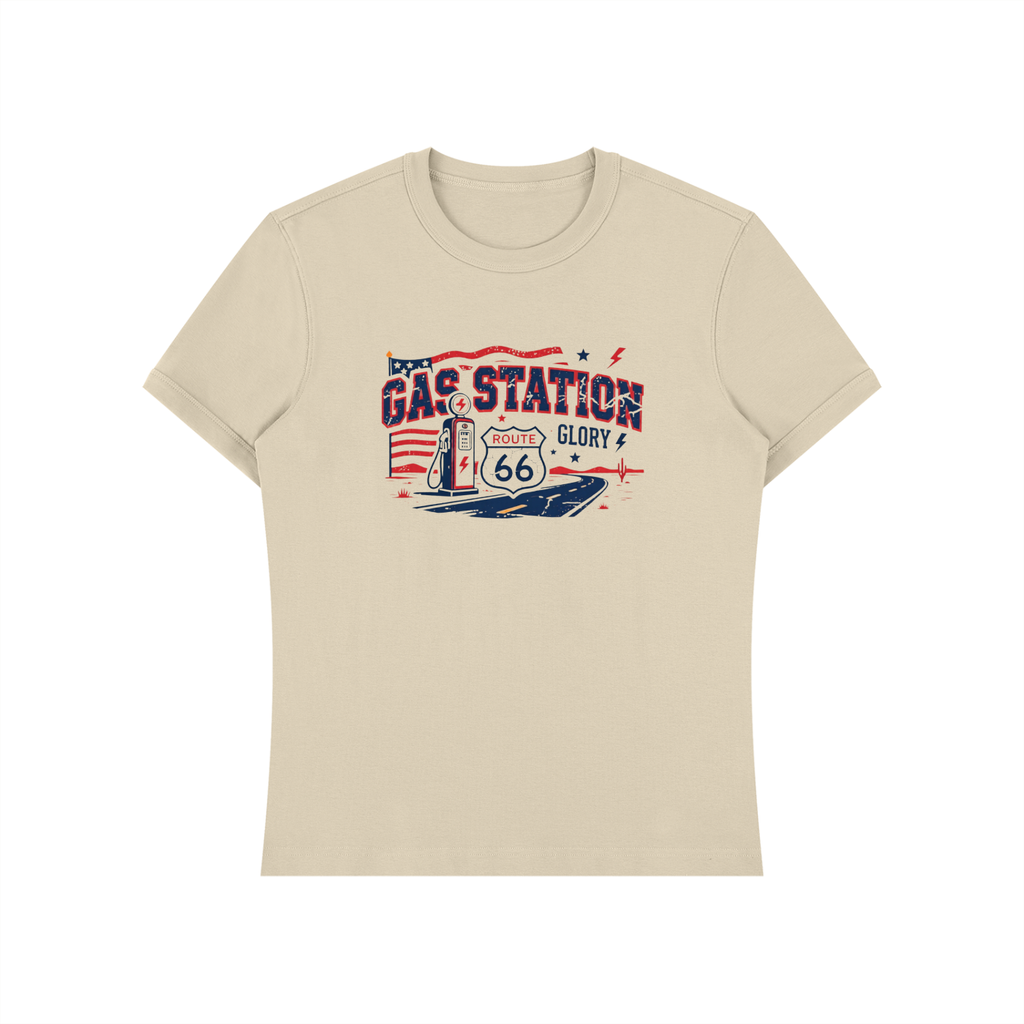 Not Basic Inventory Gas Station Glory Route 66 Stretch Tee Unisex Heavyweight Slim Fit T-Shirt