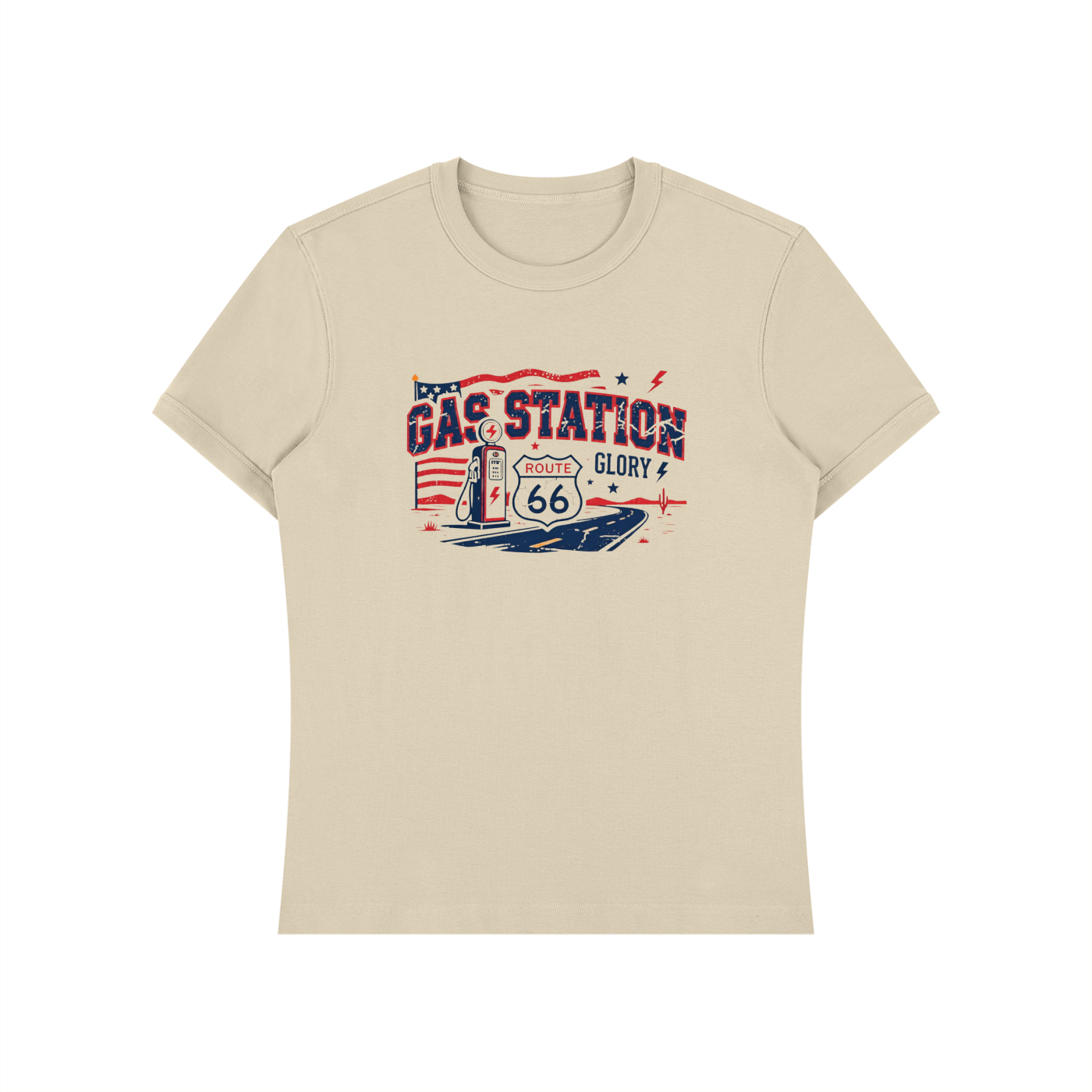 Not Basic Inventory Gas Station Glory Route 66 Stretch Tee Unisex Heavyweight Slim Fit T-Shirt