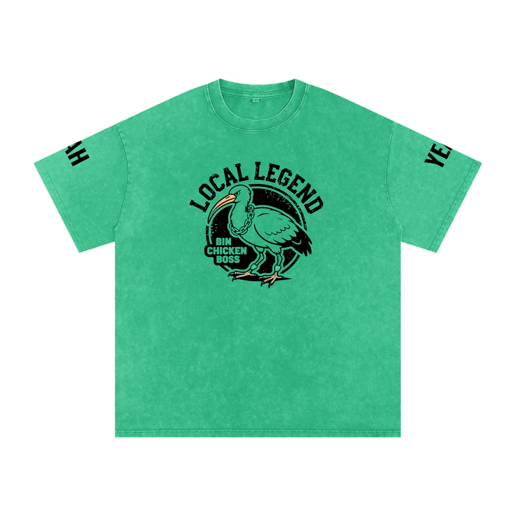 Not The Standard Snow Washed Oversized Cotton T-Shirt Bin Chicken Tee