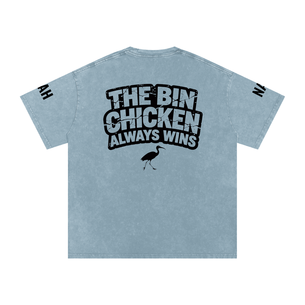 Not The Standard Snow Washed Oversized Cotton T-Shirt Bin Chicken Tee