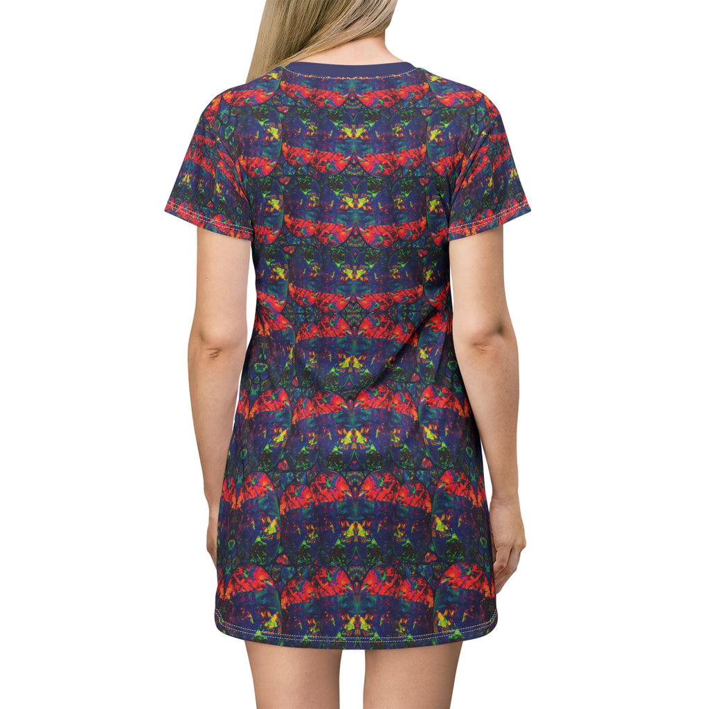 Opal Kaleidoscope Floral Pattern T-Shirt Dress All-Over Print
