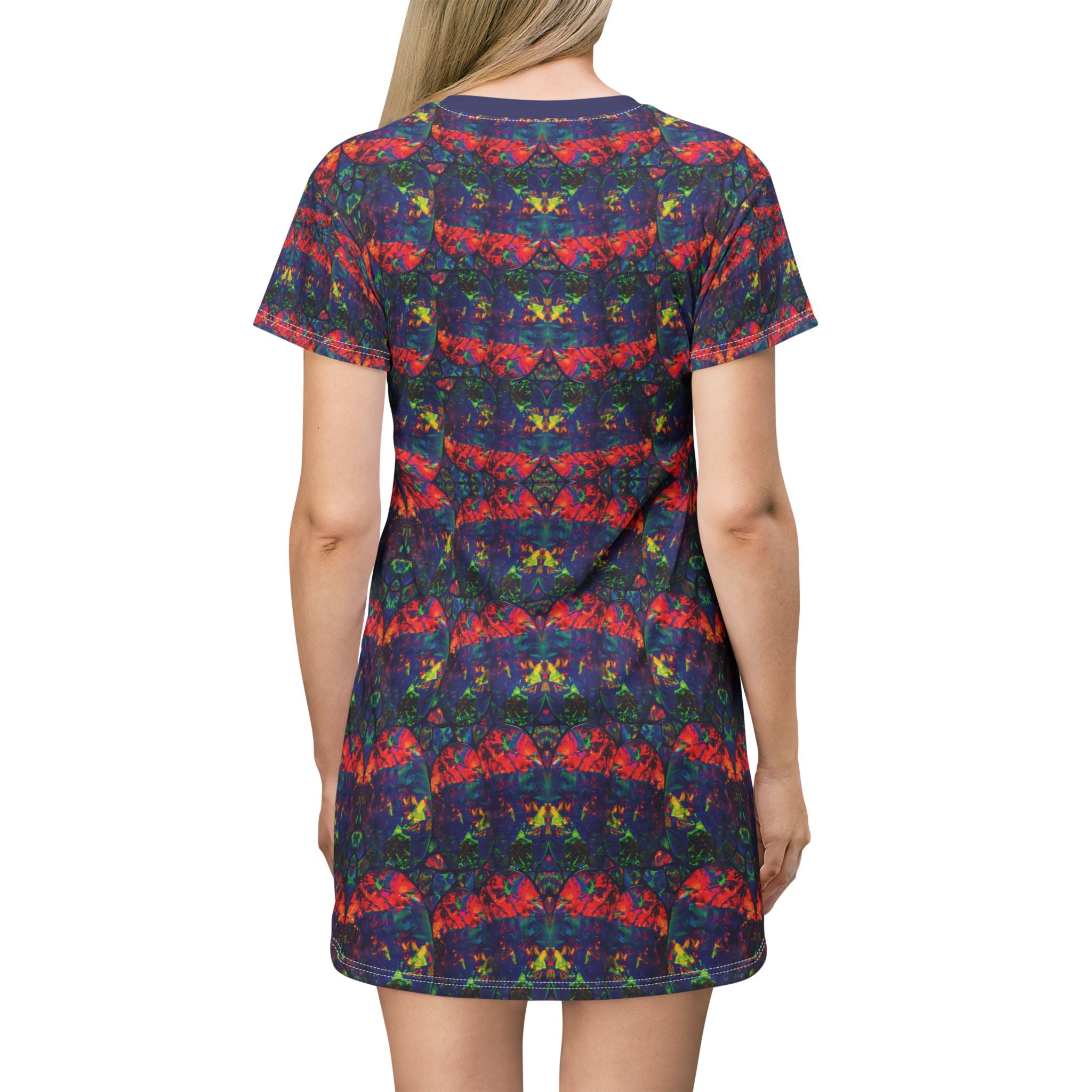 Opal Kaleidoscope Floral Pattern T-Shirt Dress All-Over Print