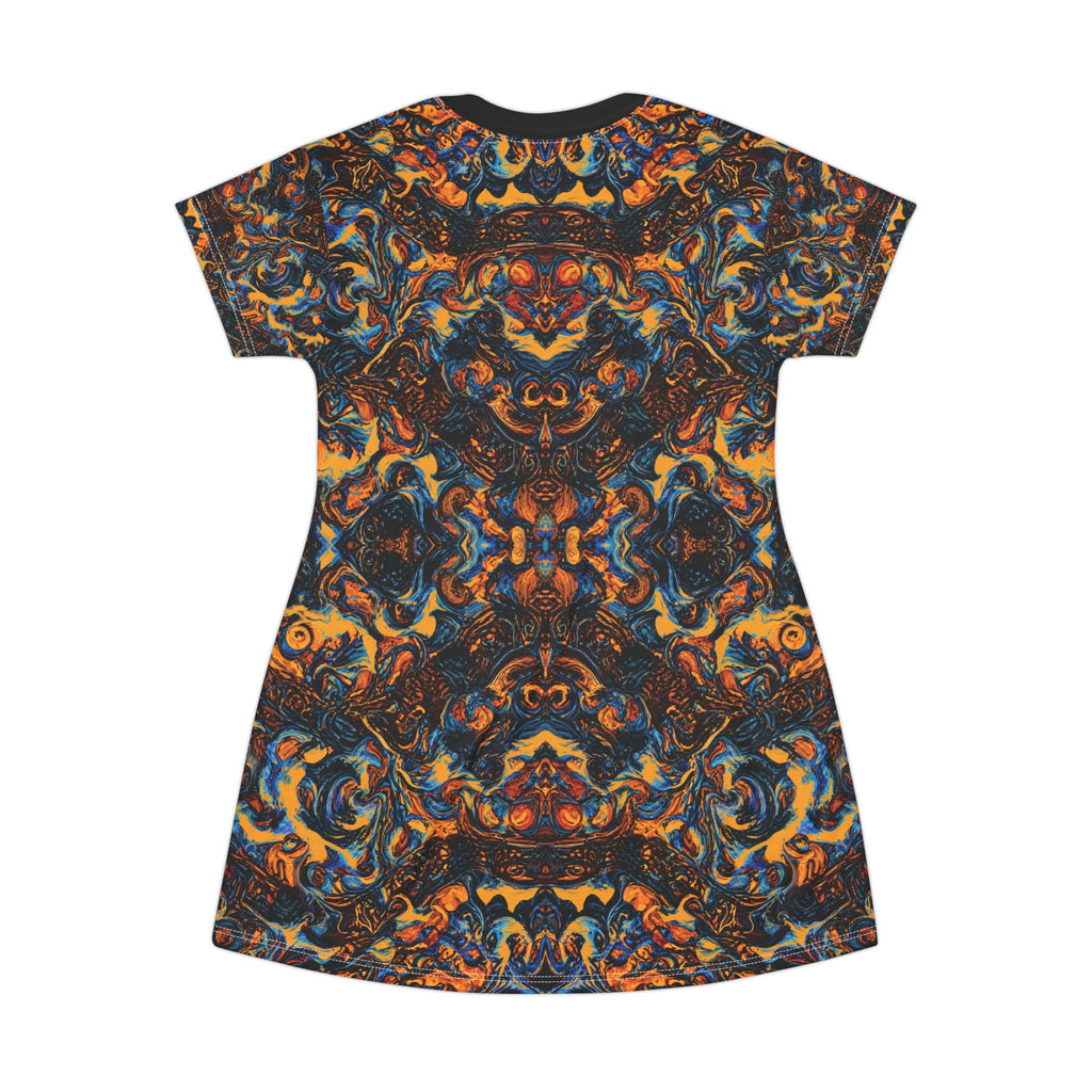 Abstract Opal Pattern T-Shirt Dress All-Over Print
