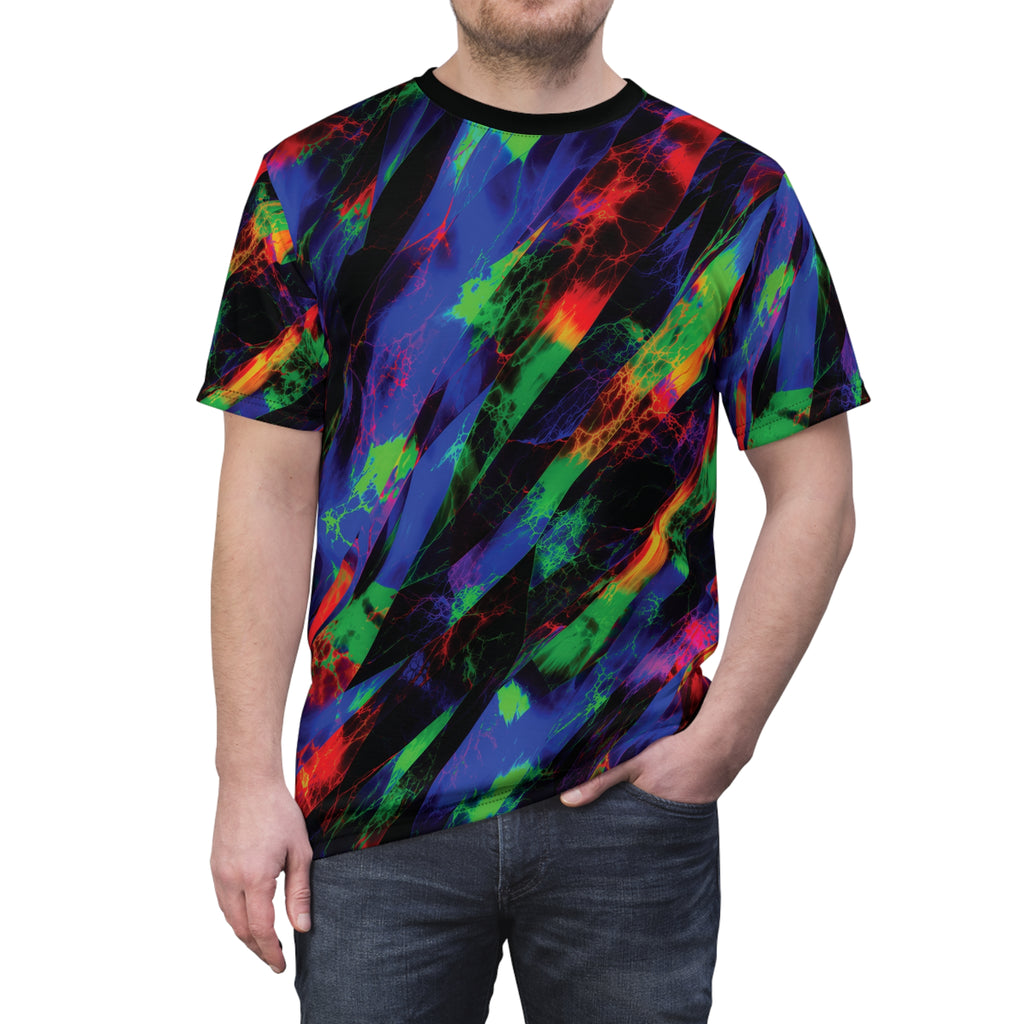 Voltage Rift Tee Neon Splash Cut & Sew T-Shirt