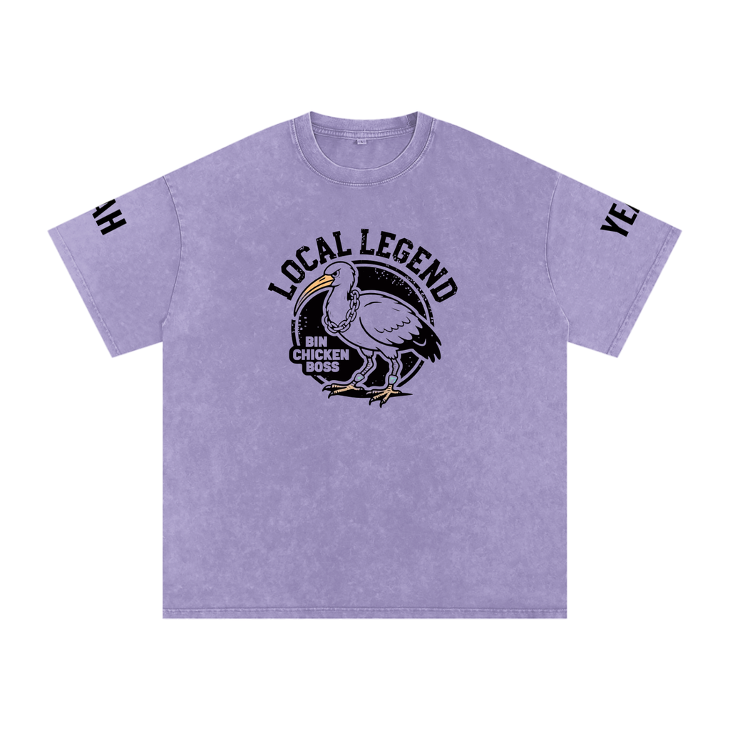Not The Standard Snow Washed Oversized Cotton T-Shirt Bin Chicken Tee
