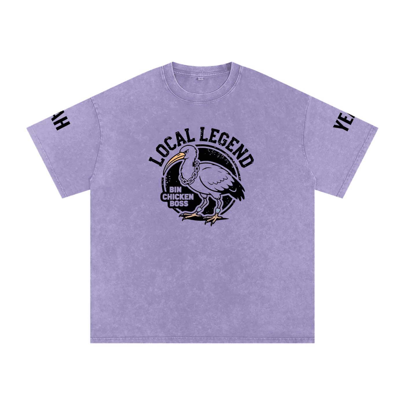Not The Standard Snow Washed Oversized Cotton T-Shirt Bin Chicken Tee