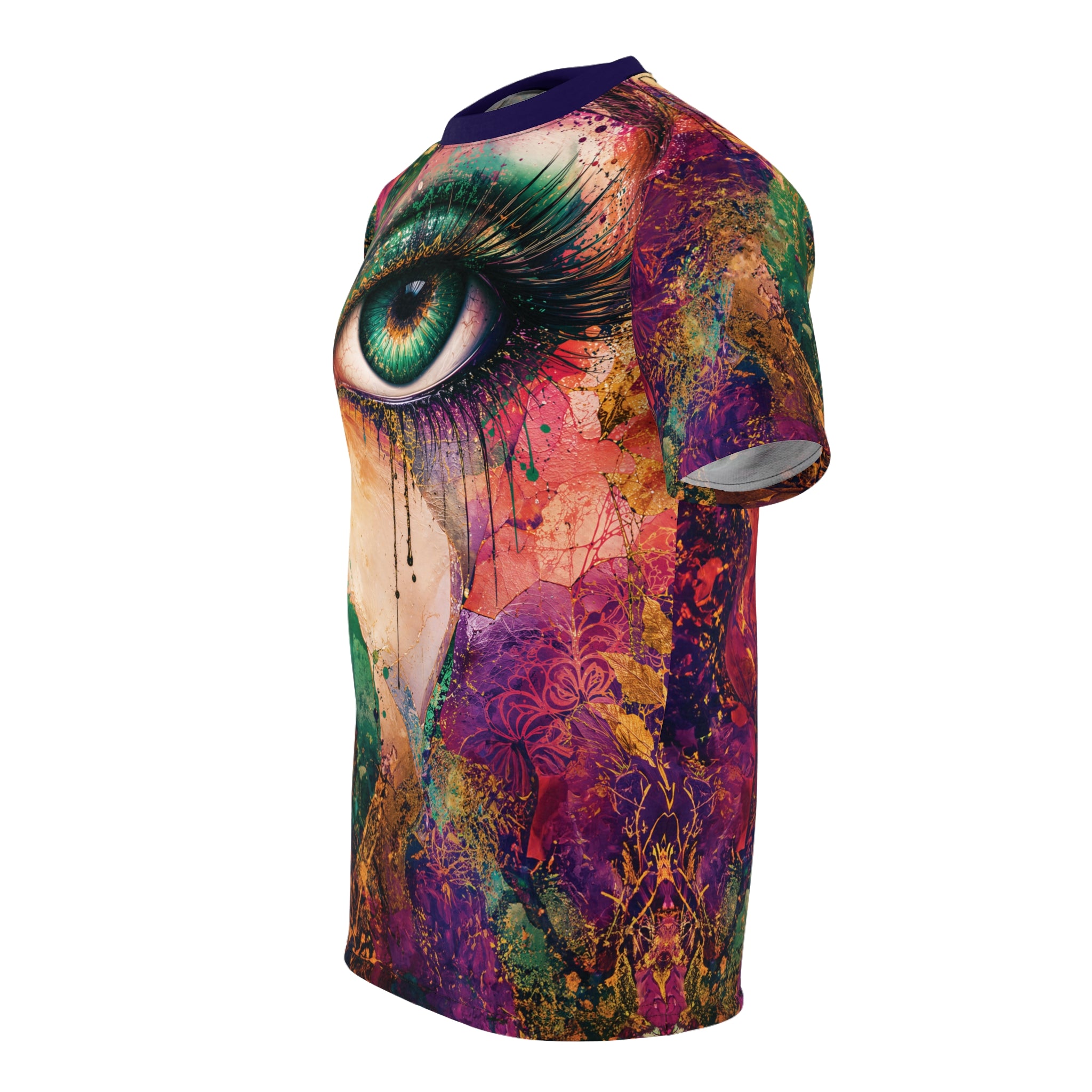 Cut & Sew Opal Teal Eye Artwork T-Shirt All-Over Print