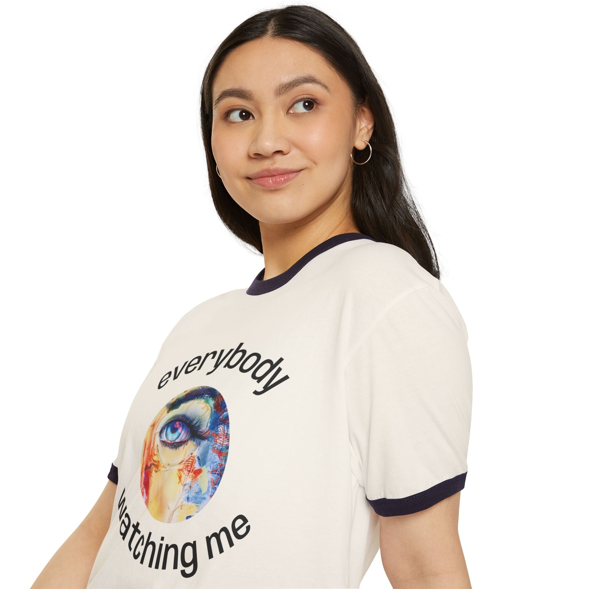 Not From The Same Rack Everybody Watching Me Ringer Tee Eye Graphic T-Shirt