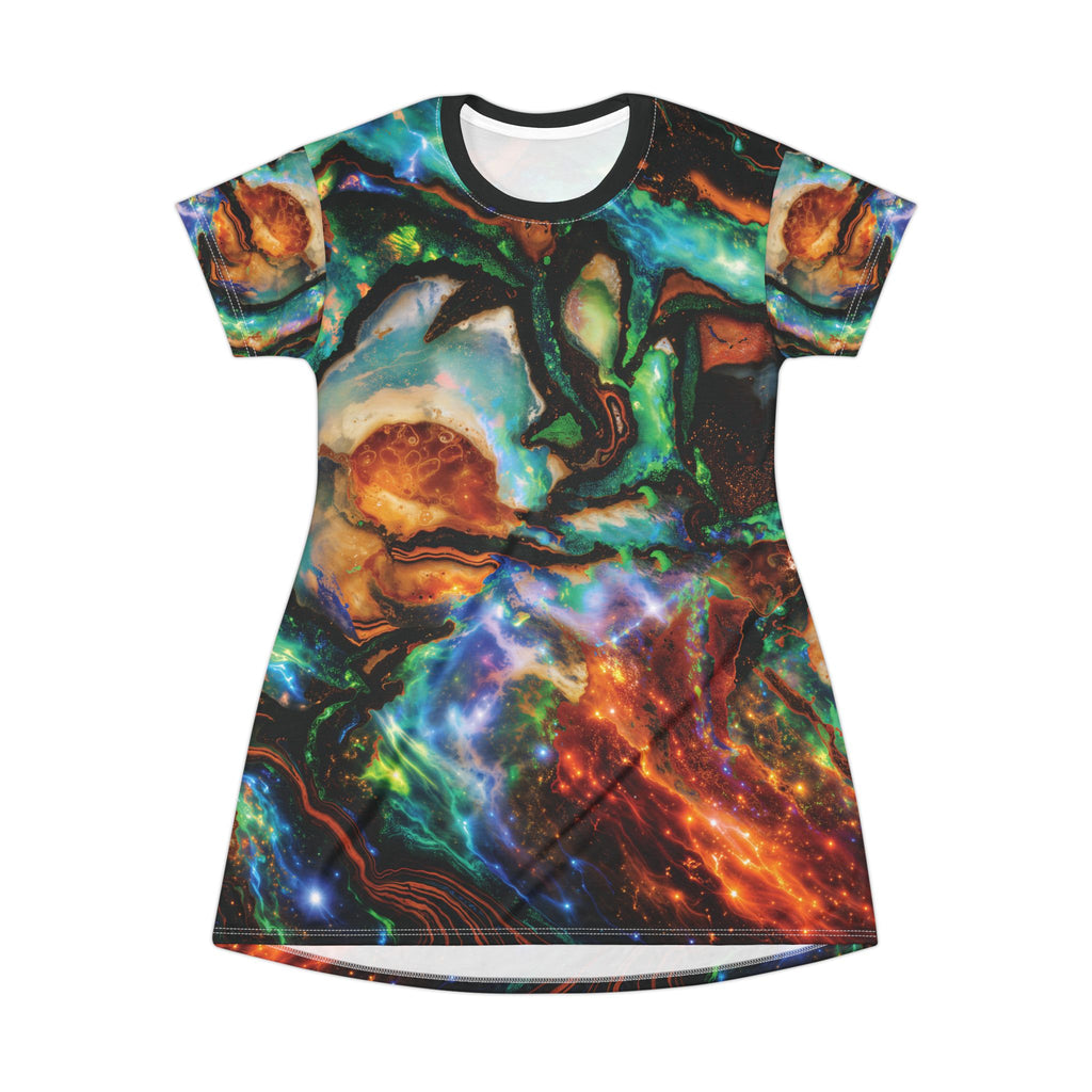 Opal Galaxy Nebula Abstract T-Shirt Dress Cosmic Print