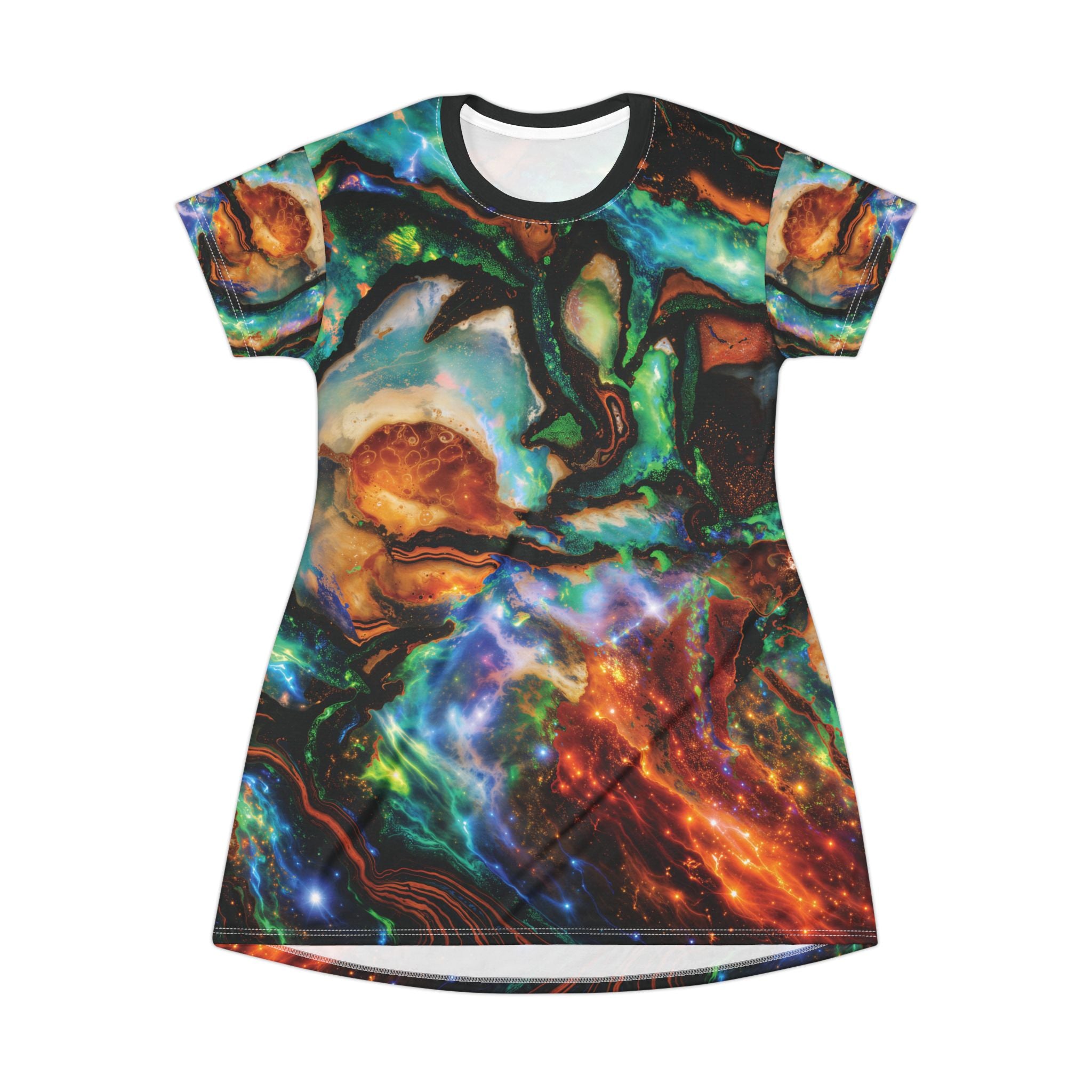 Opal Galaxy Nebula Abstract T-Shirt Dress Cosmic Print