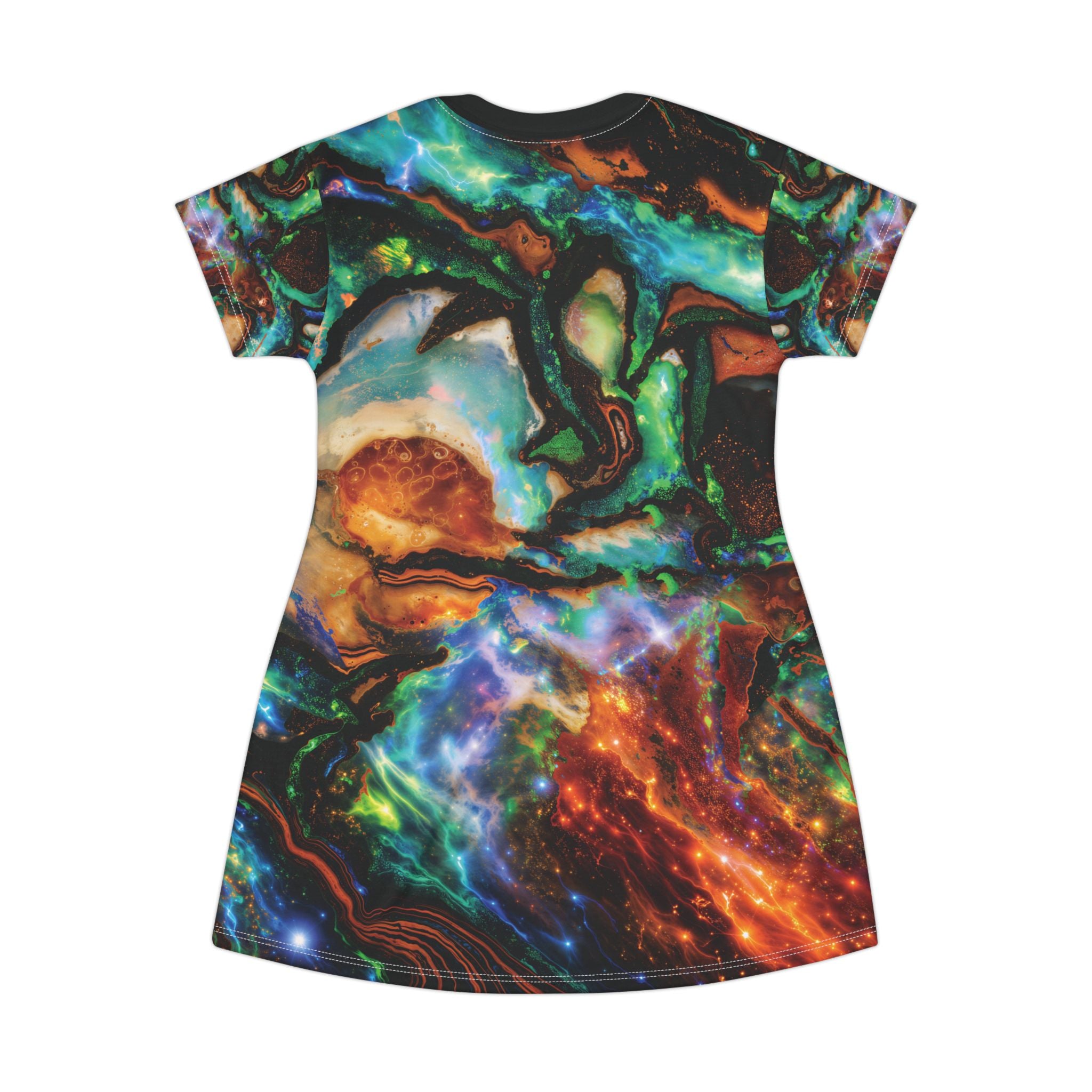 Opal Galaxy Nebula Abstract T-Shirt Dress Cosmic Print