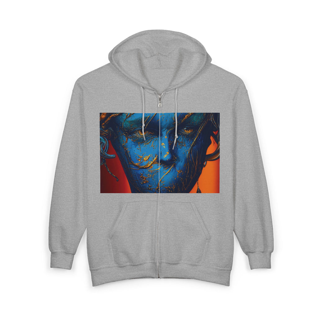 Blue Phantom Full-Zip Art Hoodie Sweatshirt