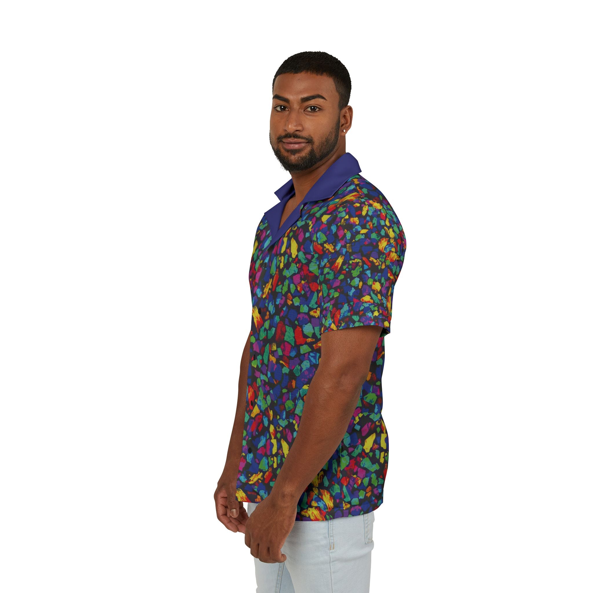 Not Here To Behave Opal Mosaic Hawaiian Camp Shirt Confetti Current