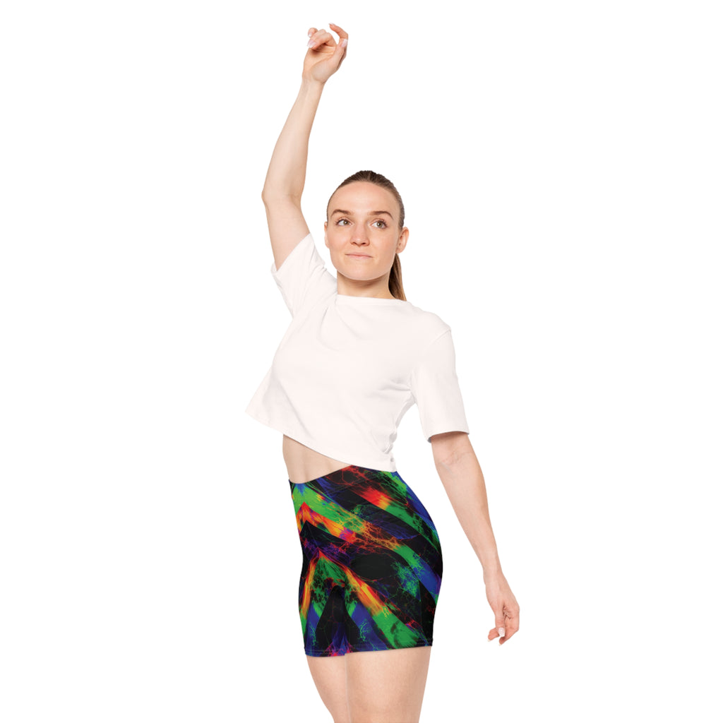 Neon Surge Opal Biker Shorts