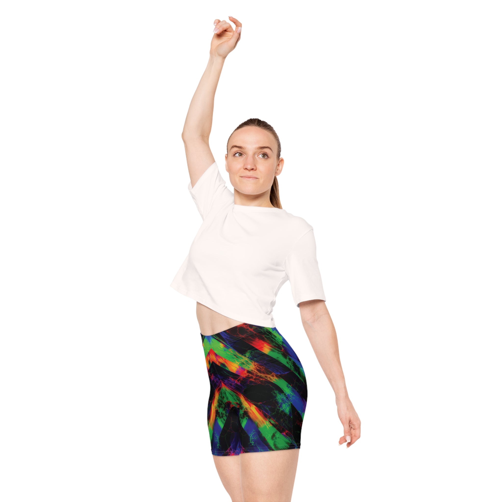 Neon Surge Opal Biker Shorts