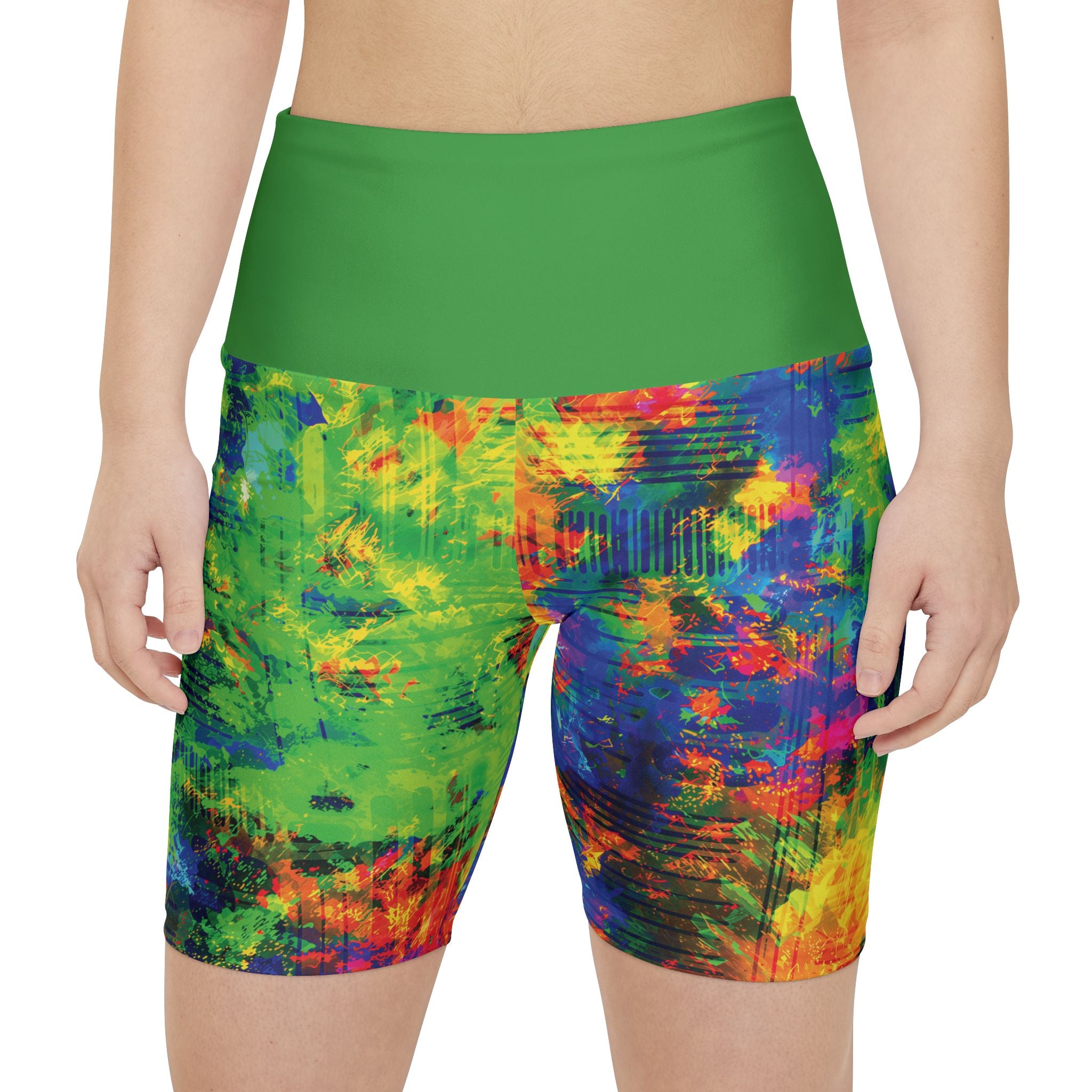 Street Surge High-Waist Opal Workout Shorts — Women's Active Biker Shorts