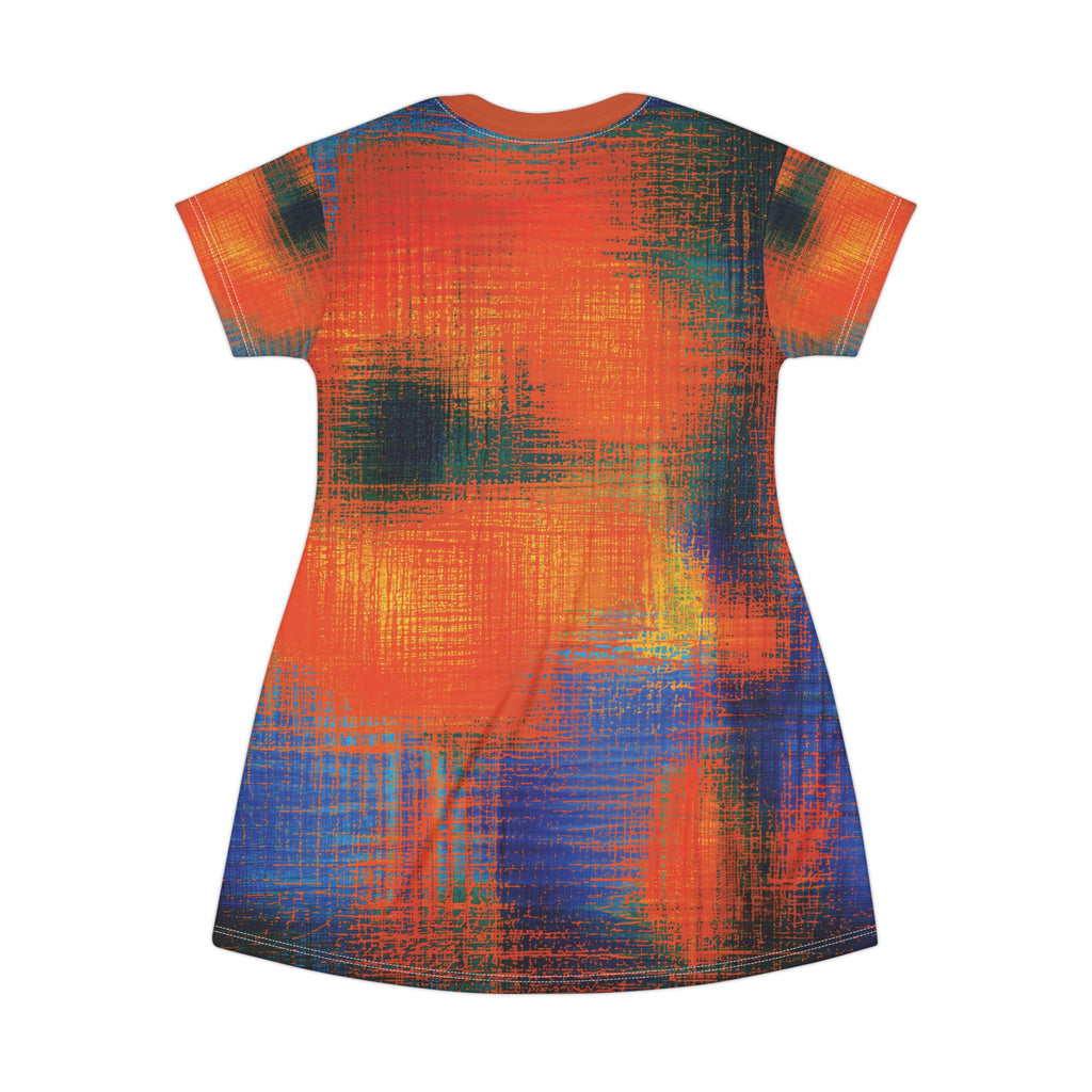 Opal Orange Blue Brushstroke T-Shirt Dress All-Over Print