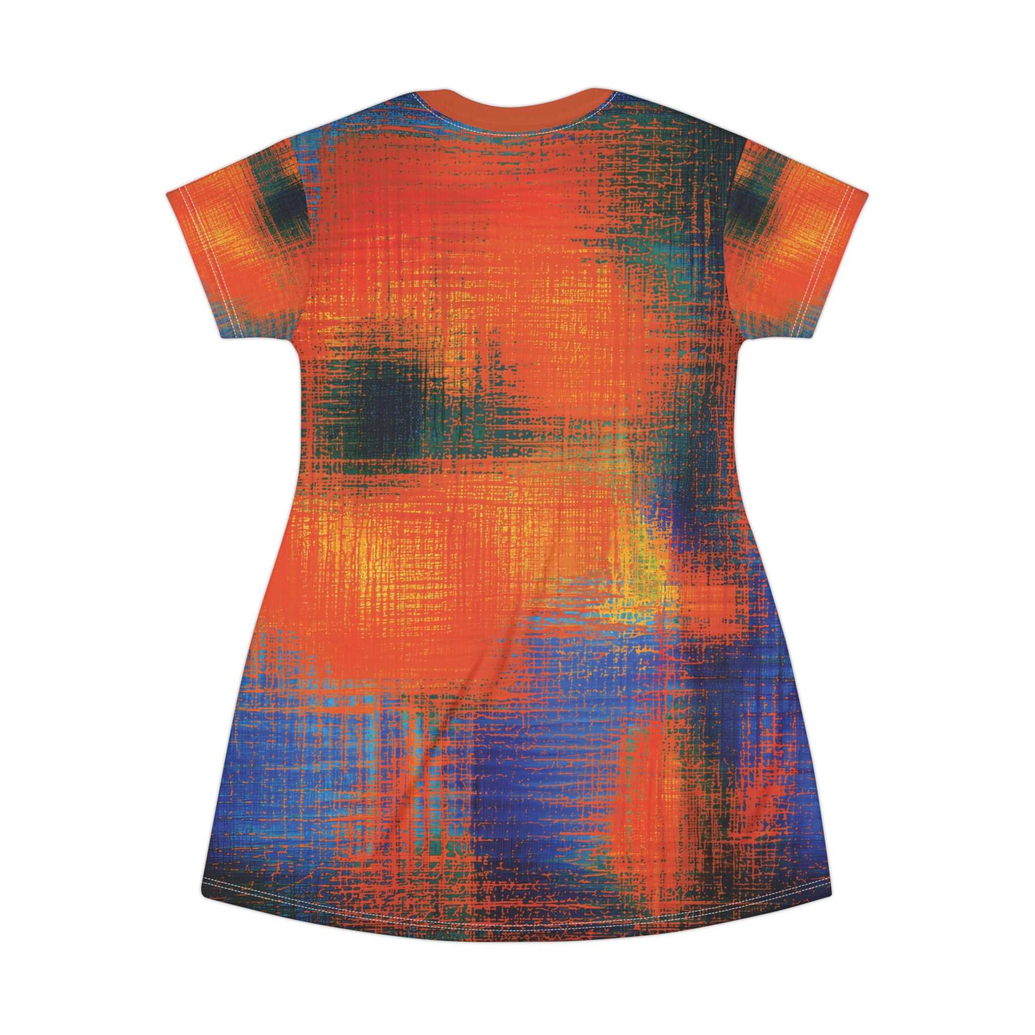 Opal Orange Blue Brushstroke T-Shirt Dress All-Over Print