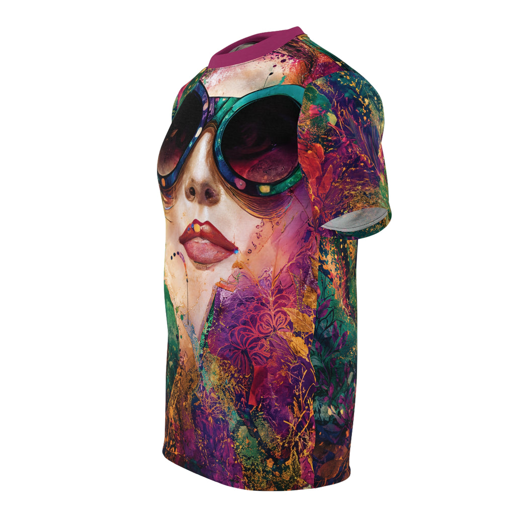 Colorburst Sunglasses Neon Muse Portrait Tee Graphic T‑Shirt