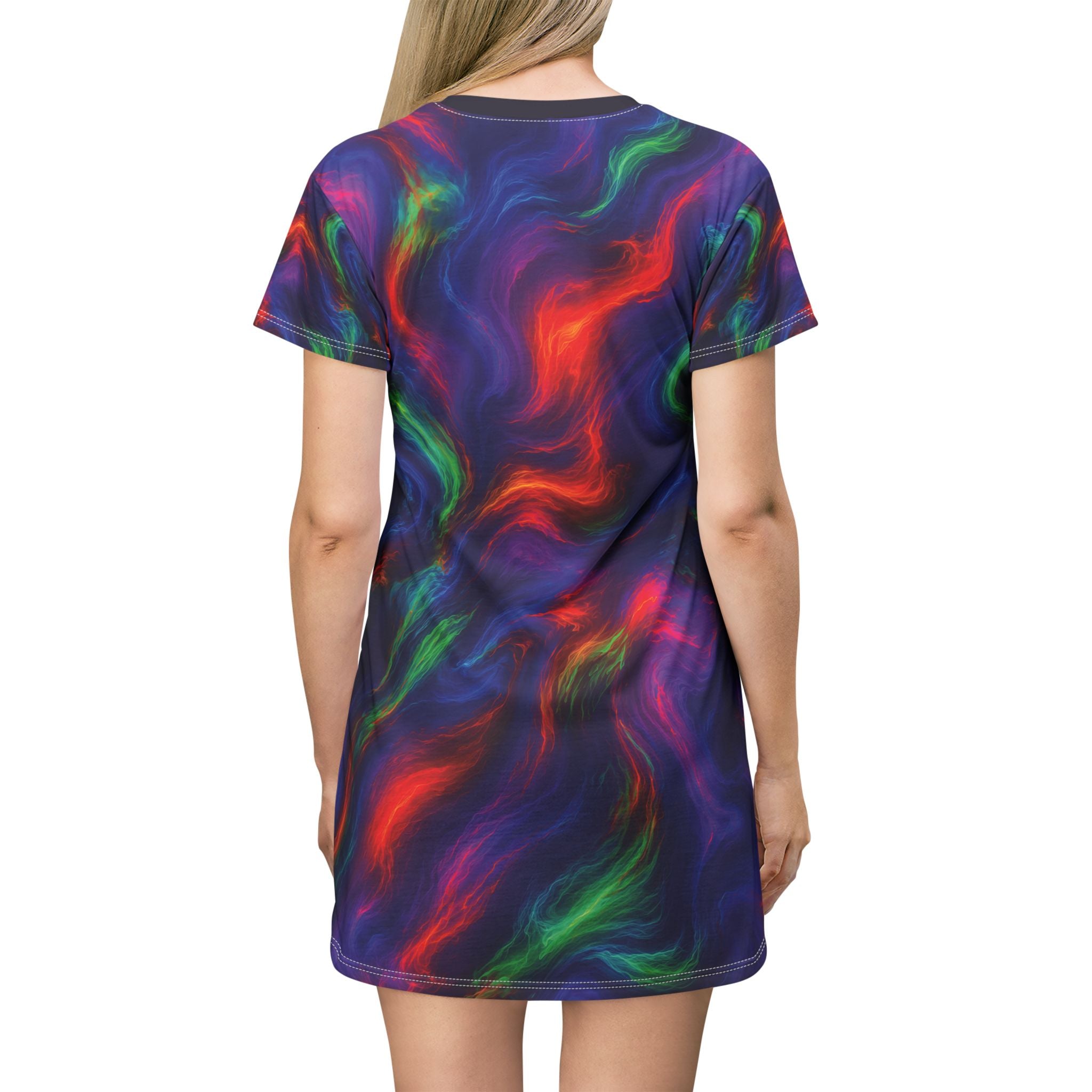 Opalface Swirl Pattern T-Shirt Dress Colorful Waves