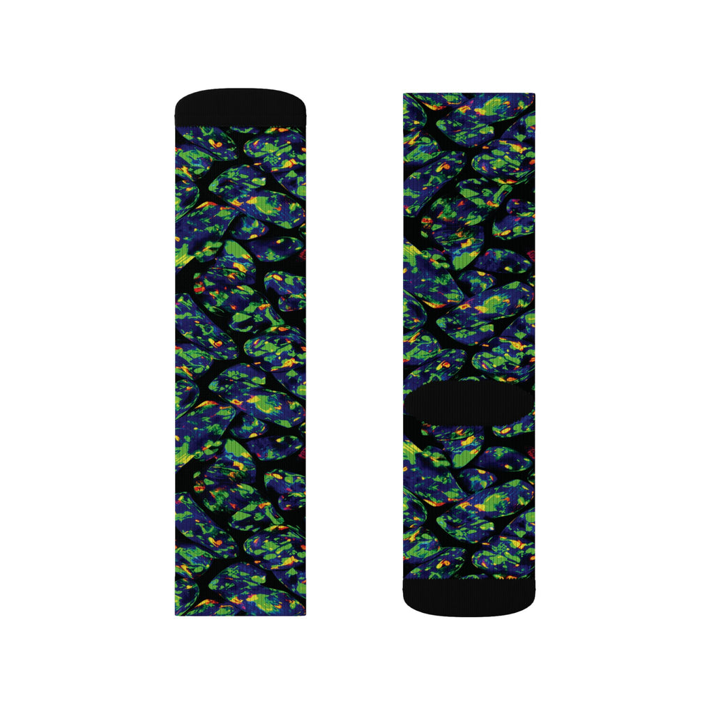 Socks, The Coolest Opal Green & Blue Patterned Crew Socks