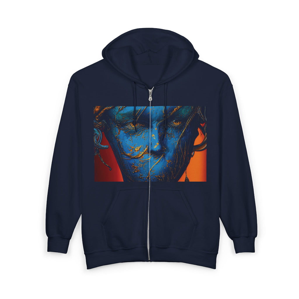Blue Phantom Full-Zip Art Hoodie Sweatshirt