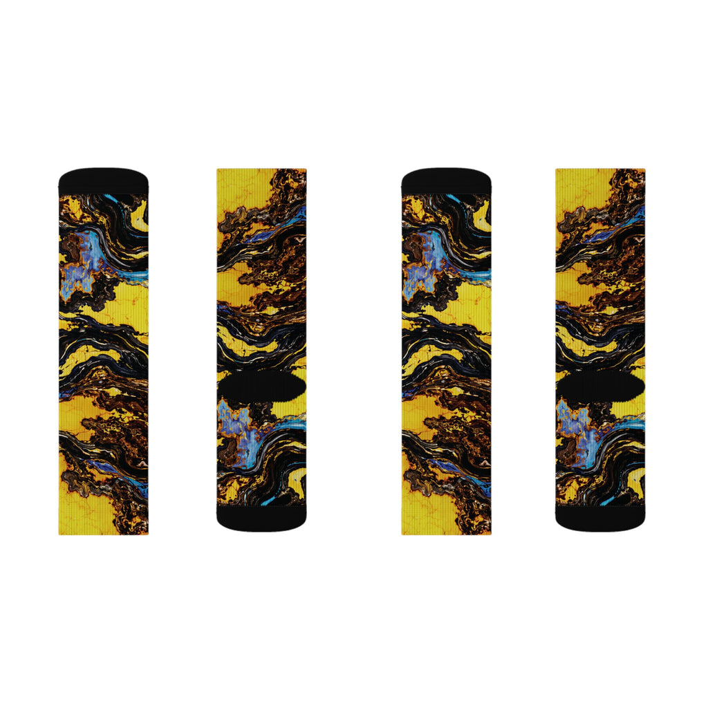 Socks, The Coolest Golden Swirl Art Crew Socks