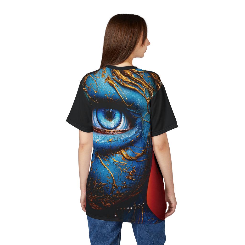 Cut & Sew Opal Blue Eye Art Tee All-Over Print T-Shirt