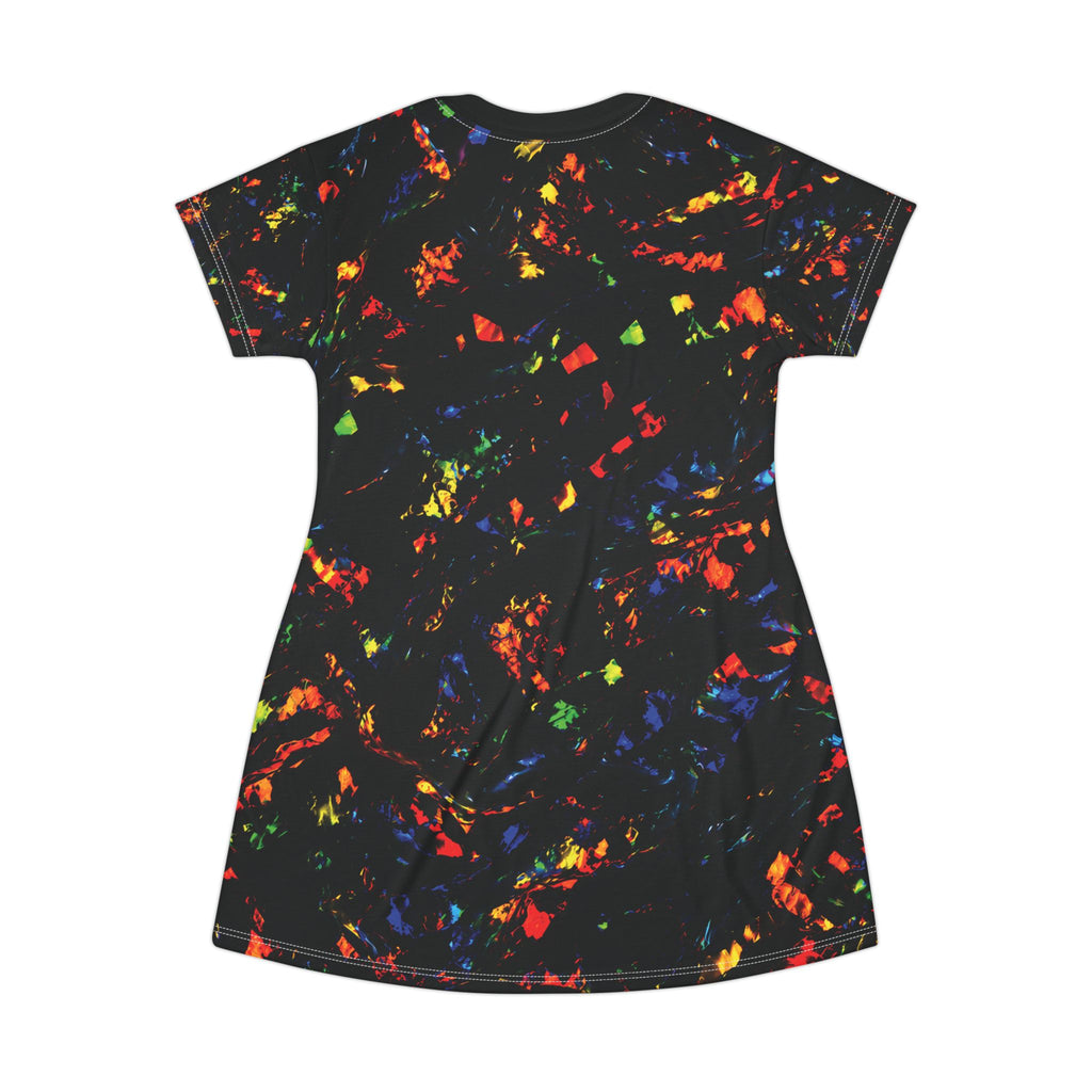 Neon Opal Confetti Pattern T-Shirt Dress