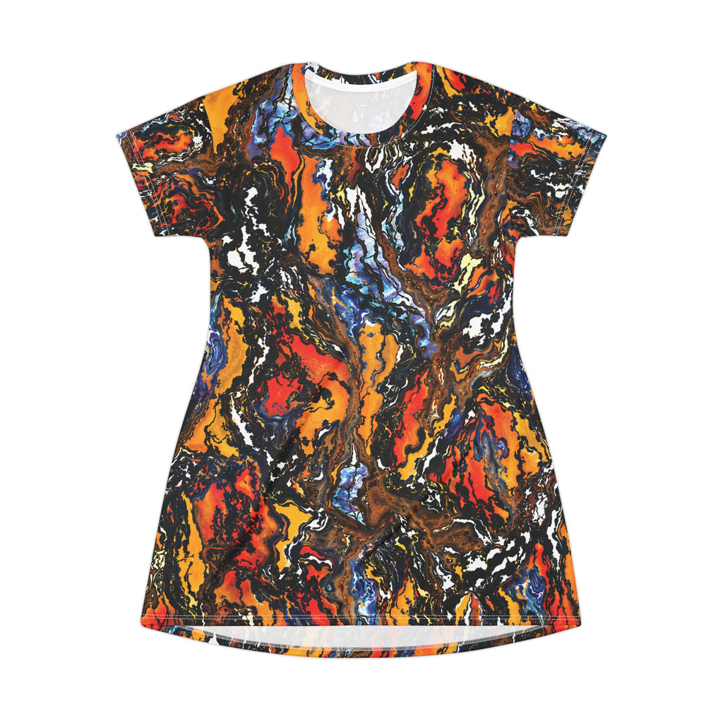 Abstract Lava Opal T-Shirt Dress
