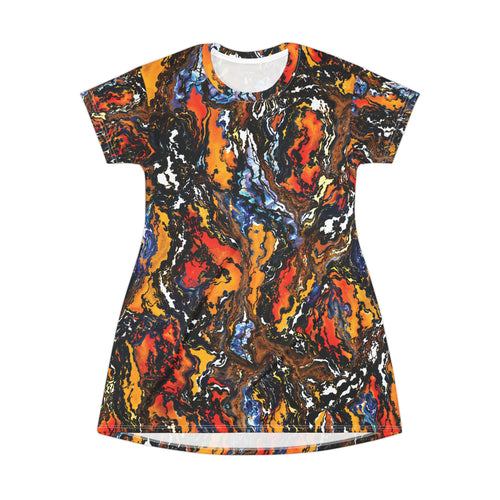 Abstract Lava Opal T-Shirt Dress