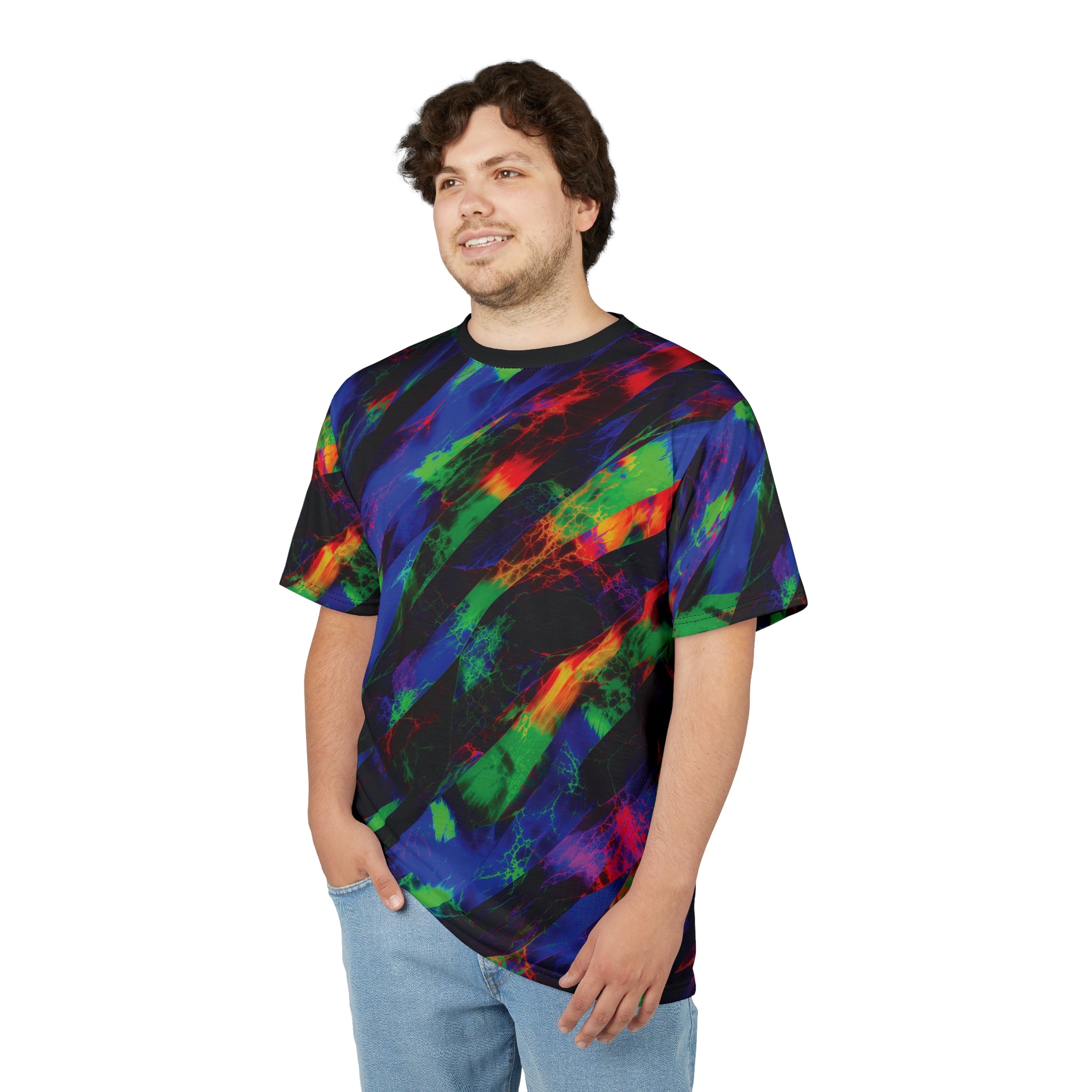 Voltage Rift Tee Neon Splash Cut & Sew T-Shirt