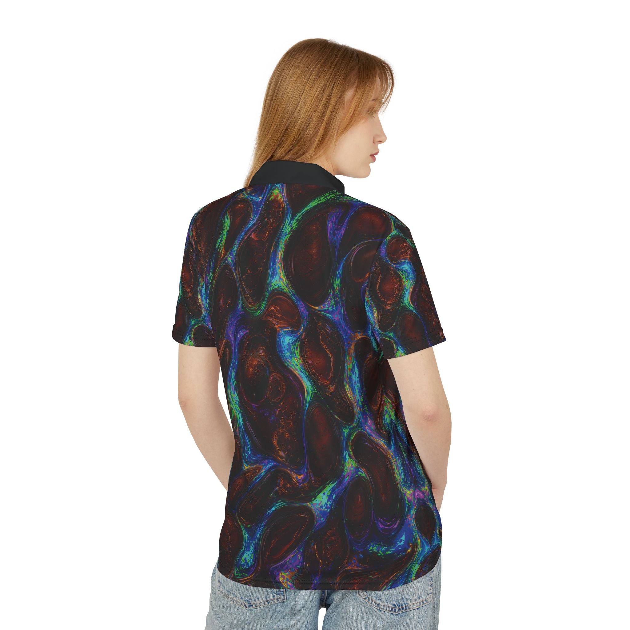 Koroit Nebula Polo Shirt — Dark Cosmic Swirl All-Over Print