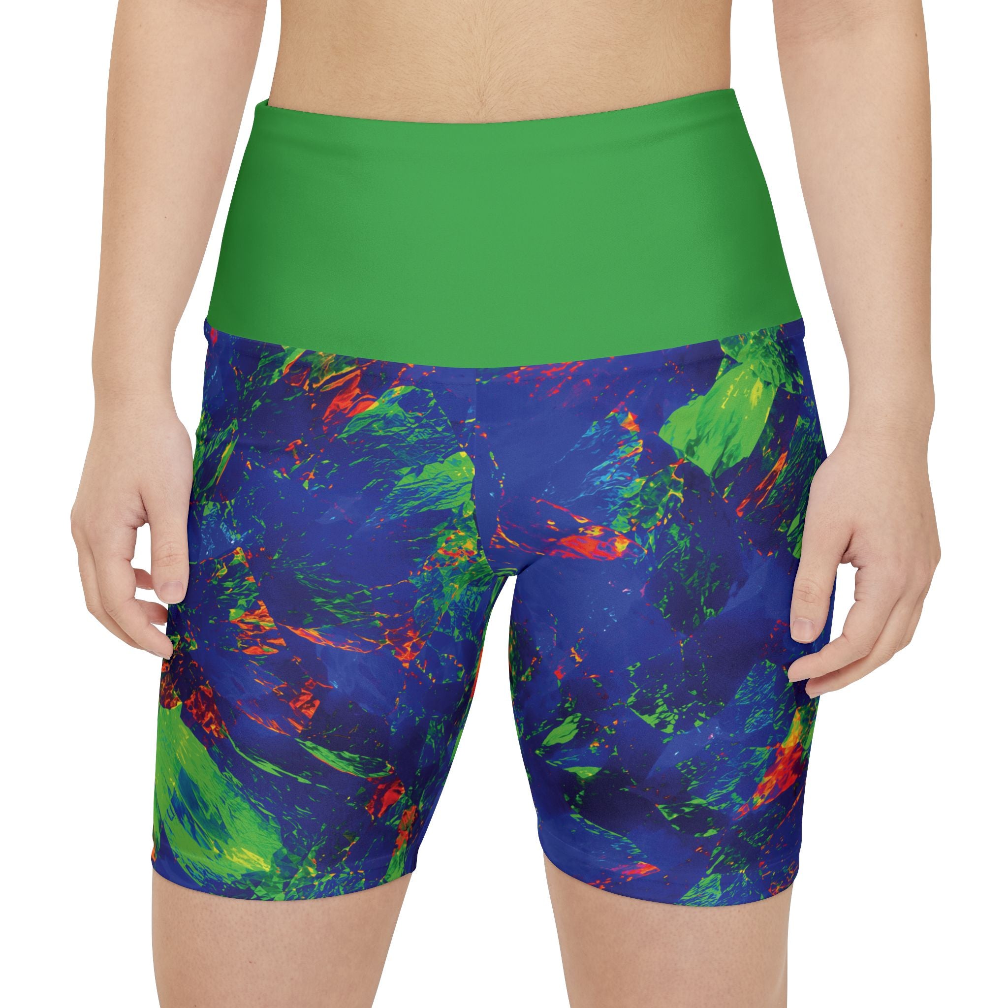Verdant Voltage High-Waist Bike Workout Shorts