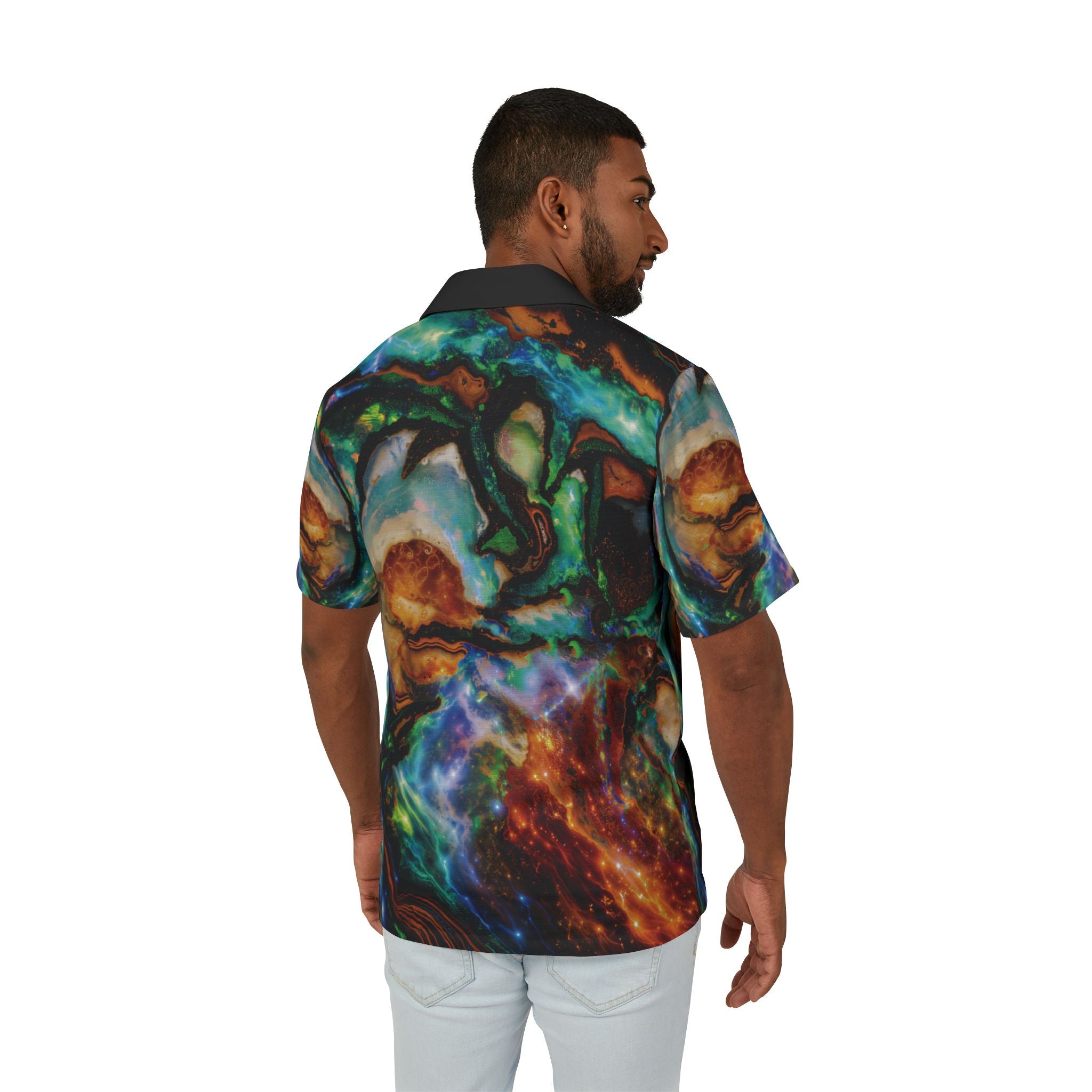 Galactic Opal Hawaiian Button Shirt Casual Wear