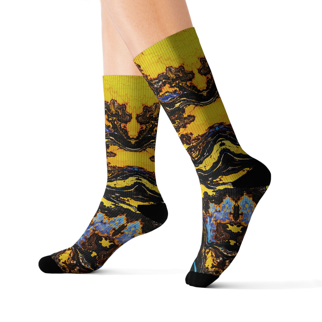 Socks, The Coolest Golden Swirl Art Crew Socks