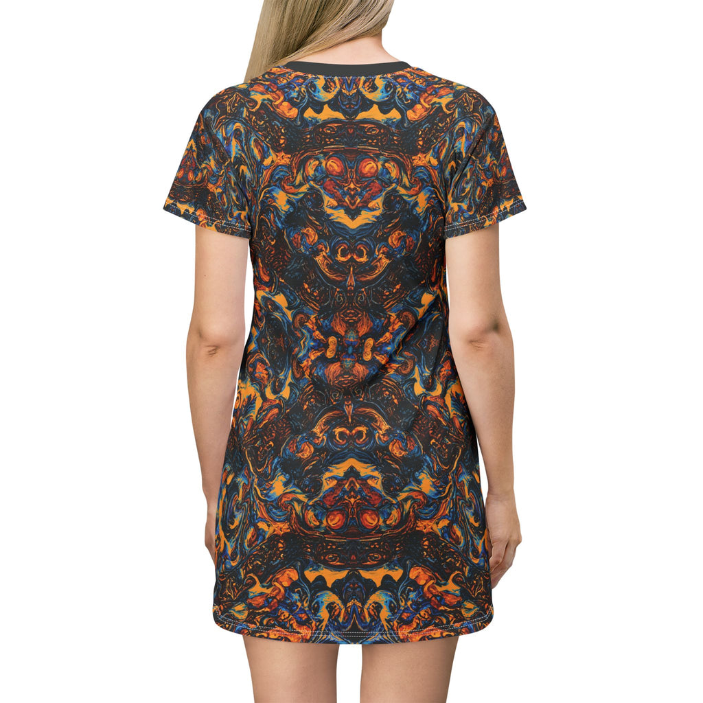 Abstract Opal Pattern T-Shirt Dress All-Over Print