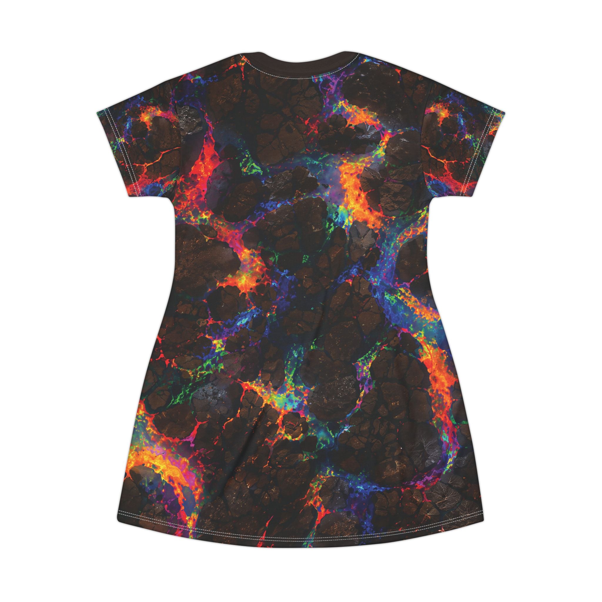 Not Your Ordinary Midnight Nebula T‑Shirt Dress — Rainbow