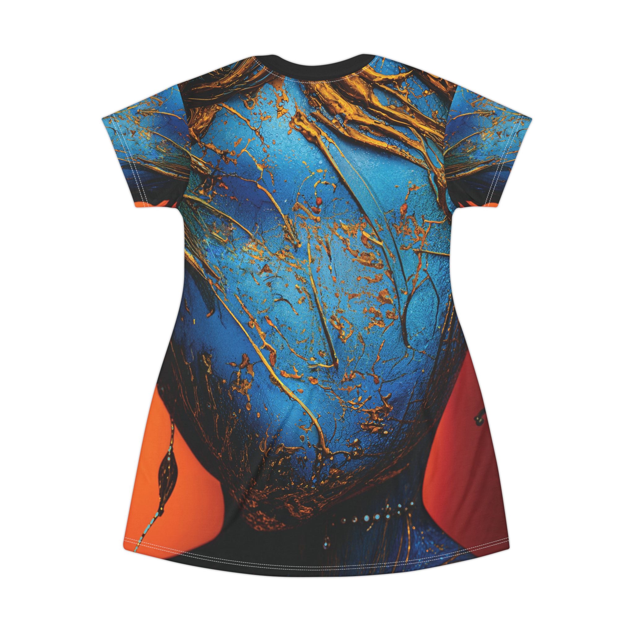 Opal Blue Mystic Eye T-Shirt Dress Surreal Abstract Face