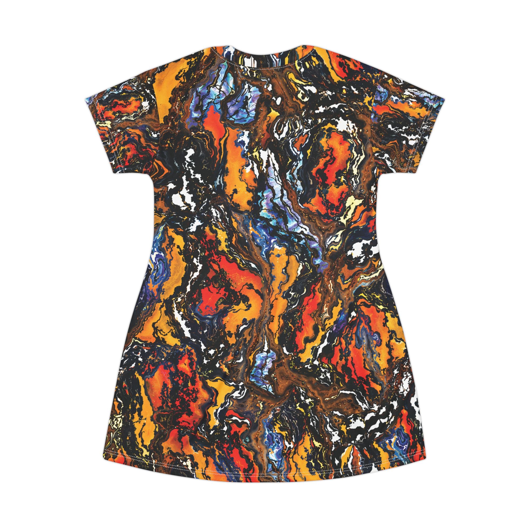 Abstract Lava Opal T-Shirt Dress