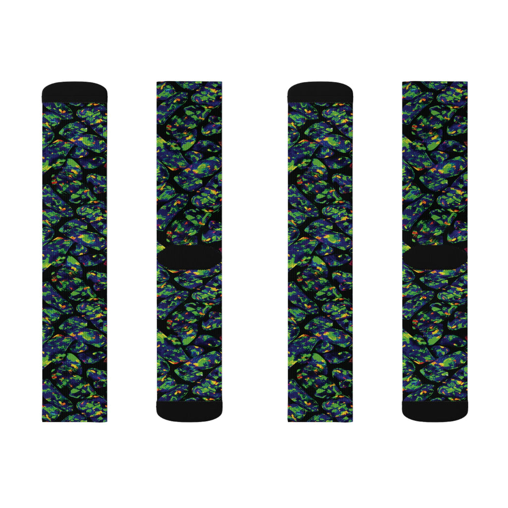 Socks, The Coolest Opal Green & Blue Patterned Crew Socks