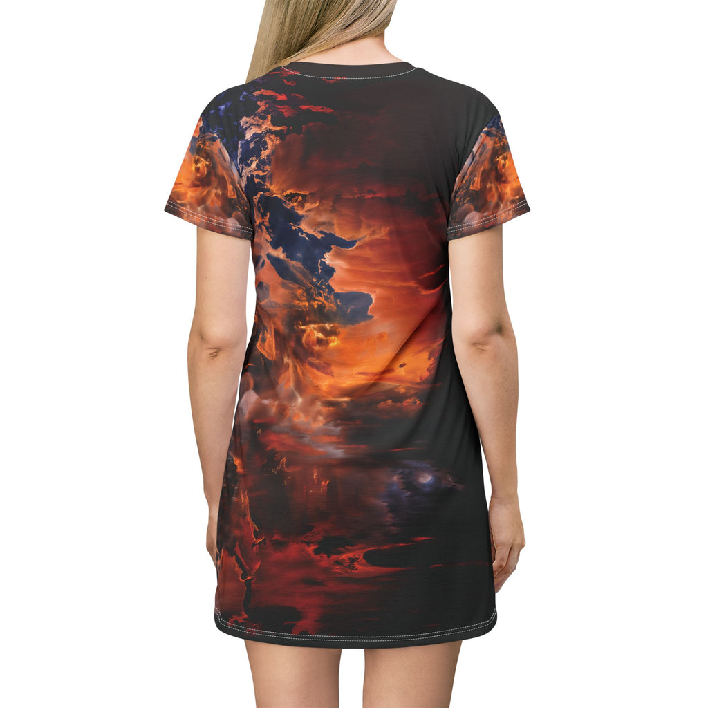 Opal Fiery Sunset Abstract T-Shirt Dress