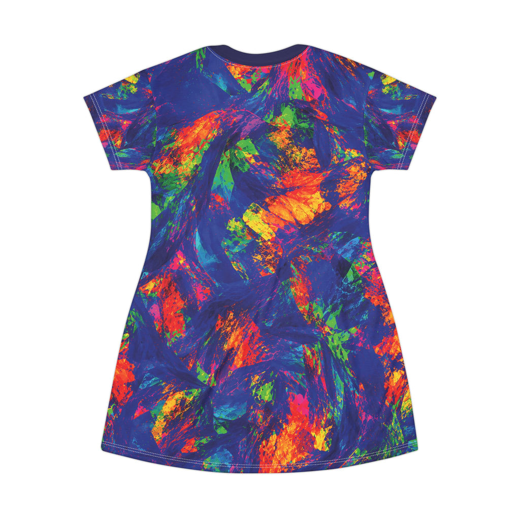 Blue Opal Brushstroke T-Shirt Dress All-Over Print