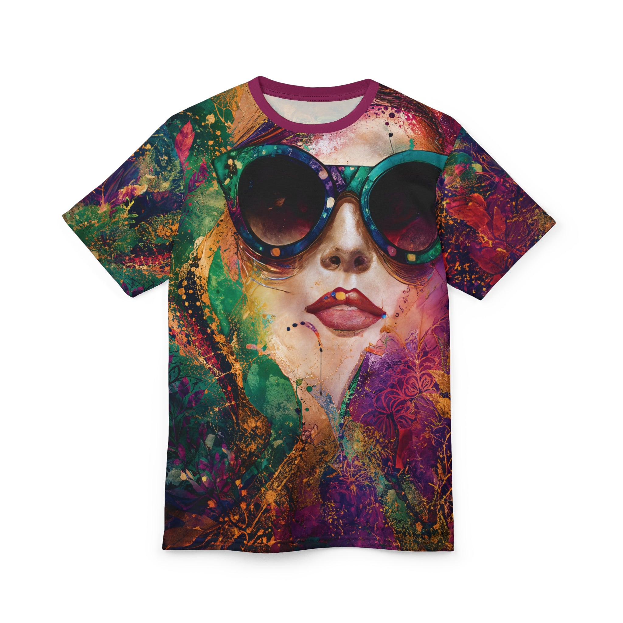 Colorburst Sunglasses Neon Muse Portrait Tee Graphic T‑Shirt