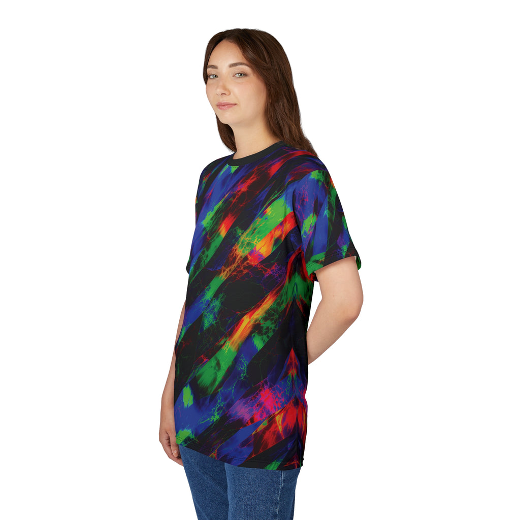 Voltage Rift Tee Neon Splash Cut & Sew T-Shirt