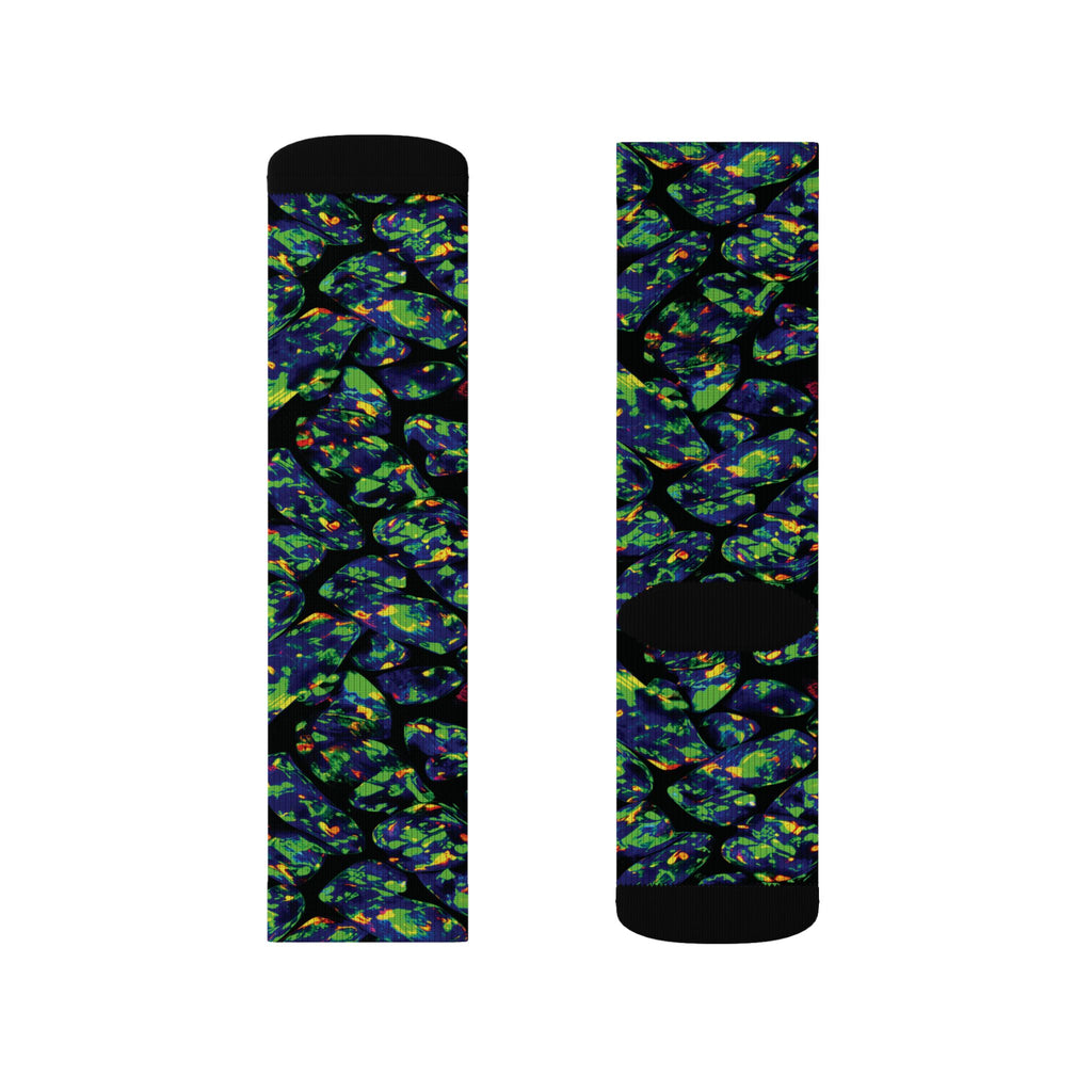 Socks, The Coolest Opal Green & Blue Patterned Crew Socks