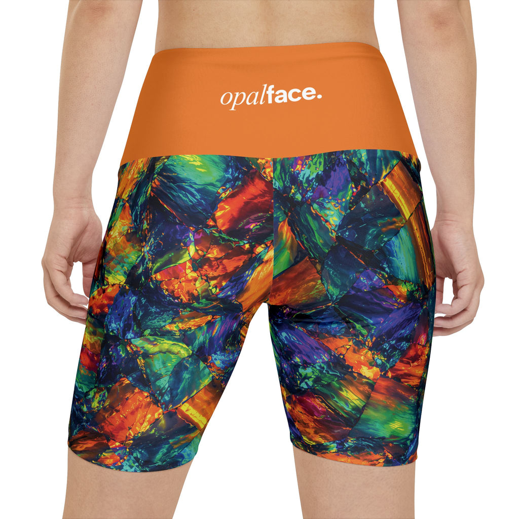 Prism Blaze High-Waist Workout Shorts Athletic Bike Shorts