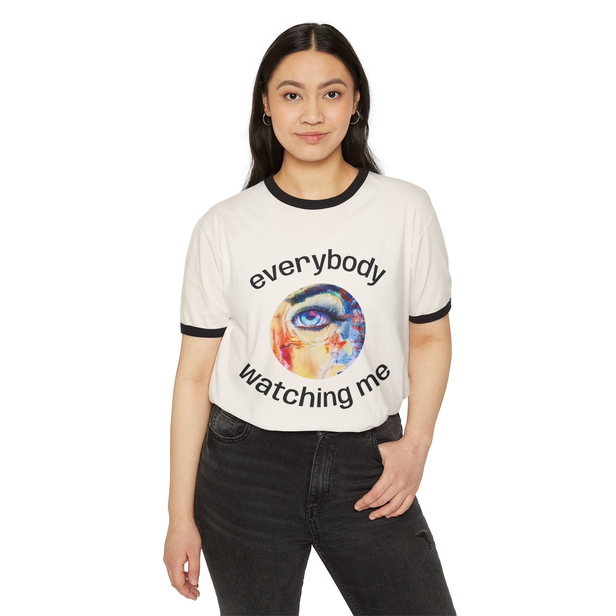 Not From The Same Rack Everybody Watching Me Ringer Tee Eye Graphic T-Shirt