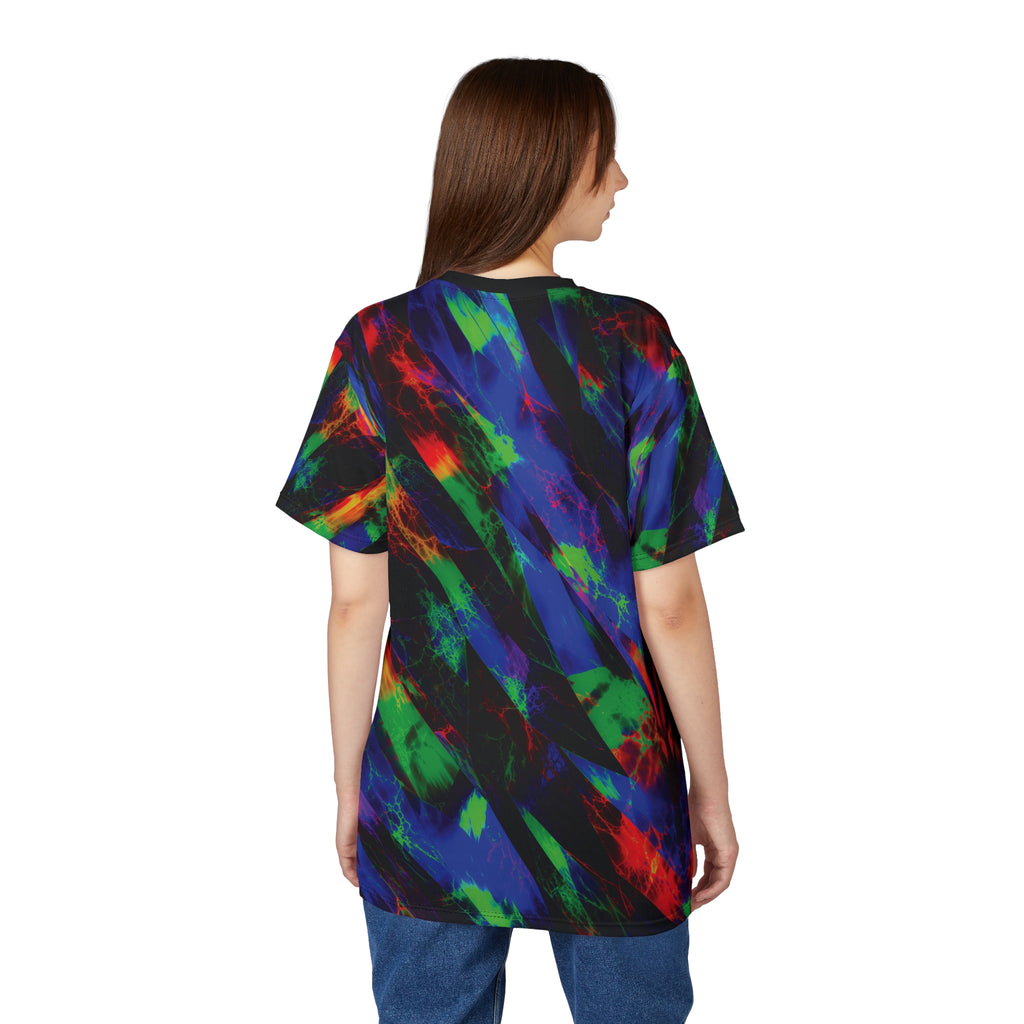 Voltage Rift Tee Neon Splash Cut & Sew T-Shirt