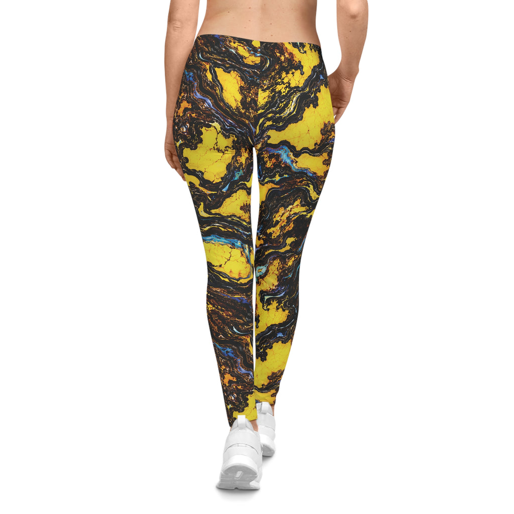 Yellow Black Opal Pattern Leggings